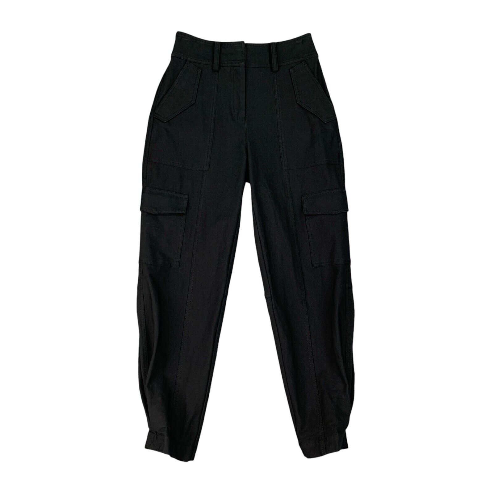 Derek Lam 10 Crosby Joggers Womens 2 Black High Rise Utility Pockets Pants